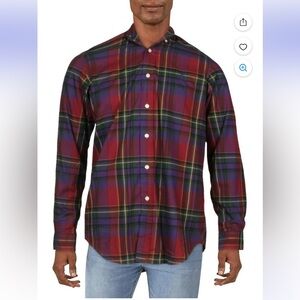 Polo Ralph Lauren Long Sleeve Button Down Shirt Purple Red Green Plaid Cotton XL